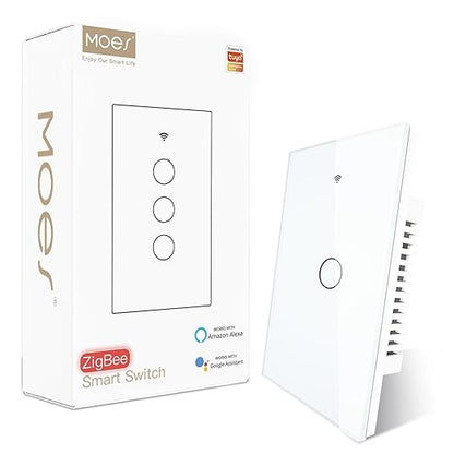 MOES Zigbee Smart Switch 1 Gang, Require MOES Zigbee Hub and Neutral Wire by MOES