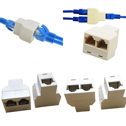 VizGiz 4 Pack RJ45 Splitter Connector Adapter 1 to 2 Female Port Plug 3 Way CAT by Unknown