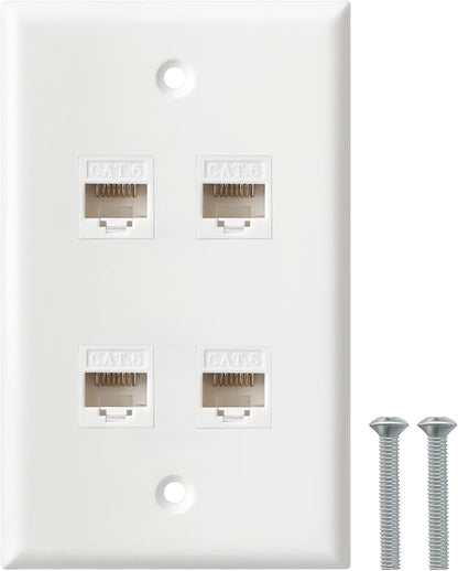 Ethernet Wall Plate, 4 Port Cat6 RJ45 Keystone Inline Coupler Wall Plate by BNPUHIU