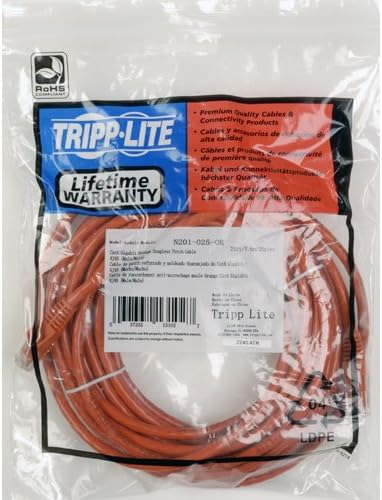 Tripp Lite N201-025-OR Cat6 Gigabit Snagless Molded Patch Cable, 25-ft. - Image 2