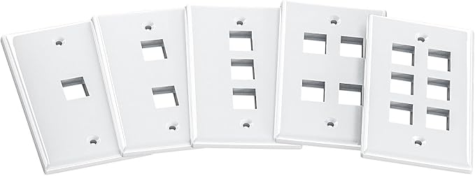 FGB 4-Port Keystone Wall Plate 20-Pack, Low-Profile Single Gang Wall Plates - Image 7