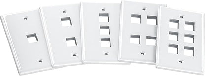 FGB 4-Port Keystone Wall Plate 20-Pack, Low-Profile Single Gang Wall Plates - Image 7