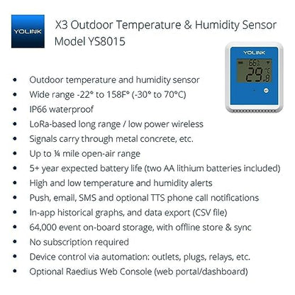YoLink X3 vesion Outdoor Temperature & Humidity Data Logger, Hygrometer - Image 2