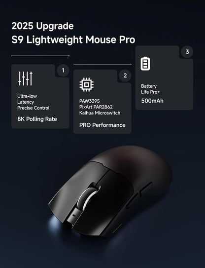 S9 Pro Wireless Gaming Mouse, 59G Ergonomic Computer Mouse, Triple Modes - Image 2