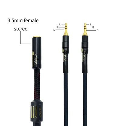 Arklove 2ft Shielded 1/8" aux Input 3.5mm Female to 2X 3.5 Output Splitter - Image 2