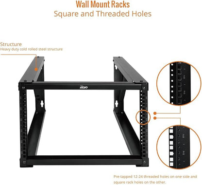 Tecmojo 6U Wall Mount Rack, Wall Mount Network Rack 24.8in Depth, Open Frame - Image 4