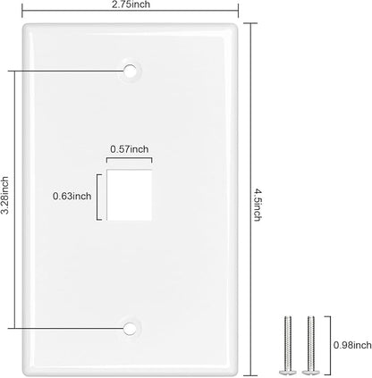 FGB 1-Port Keystone Wall Plate 20-Pack, Low-Profile Single Gang Wall Plates - Image 4