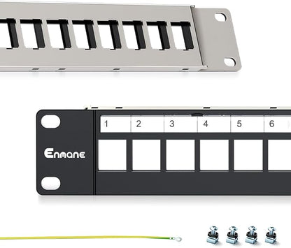 24 Port Patch Panel Blank Keystone Patch Panel 1U 19" by Enmane