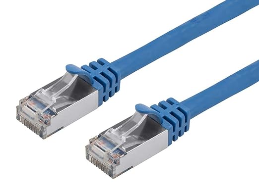 Monoprice Cat7 10ft Blue Patch Cable Double Shielded 26AWG 10G Pure Bare Copper by Monoprice