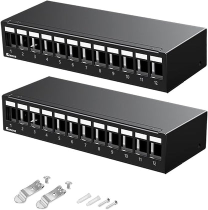 Patch Panel 12 Port Blank Keystone Patch Panel STP&UTP Compatible by Enmane