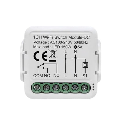 1CH Dry Contact WiFi Relay Switch Module, DC 12/24V AC 100-240V, Tuya Smart by Ururtm