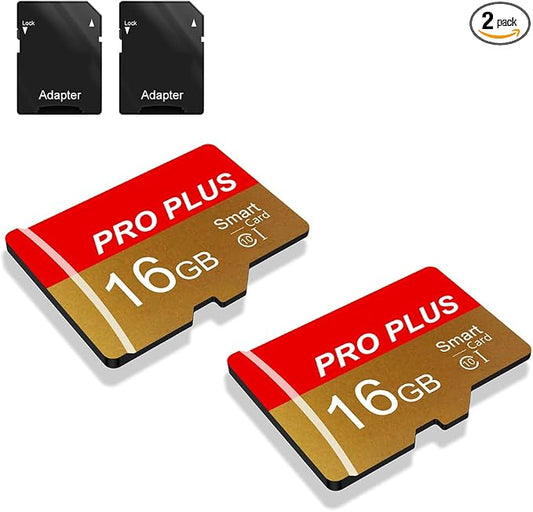 2 Pack TF Card 16GB with Adapter, High Speed Memory Card, UHS-I C10 A1 Memory by Bliksem