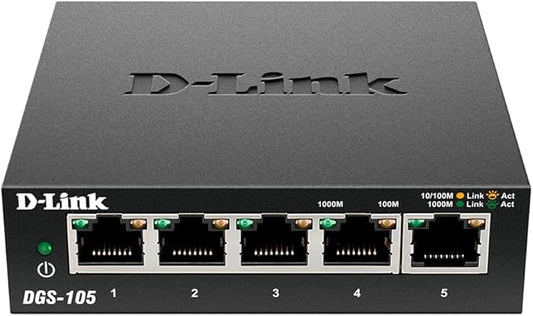 D-Link Ethernet Switch, 5 Port Gigabit Unmanaged Metal Desktop Plug and Play by Amazon+Renewed