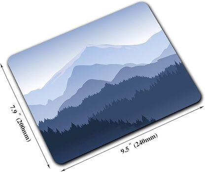 Pine Trees Forest Mouse Pad, Distant Mountain Mouse Pad - Image 2