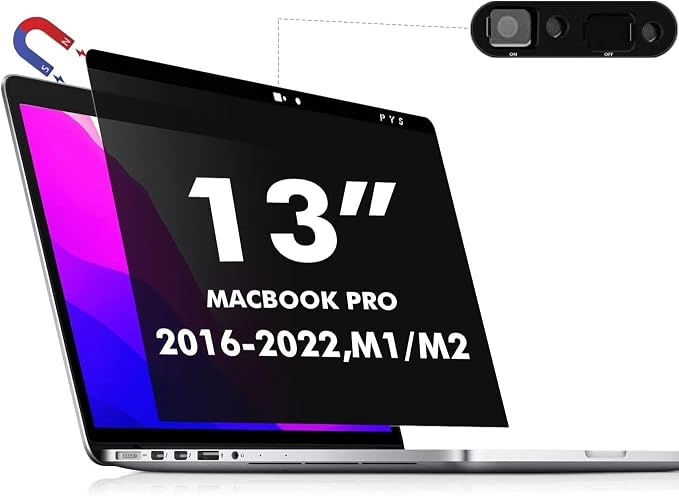 PYS Privacy Screen for MacBook Pro 13.3 Inch Laptop – Magnetic Anti-Spy by PYS