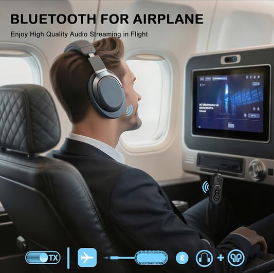 Bluetooth 5.4 Transmitter Receiver, 2 in One Airplane Audio Adapter - Image 2