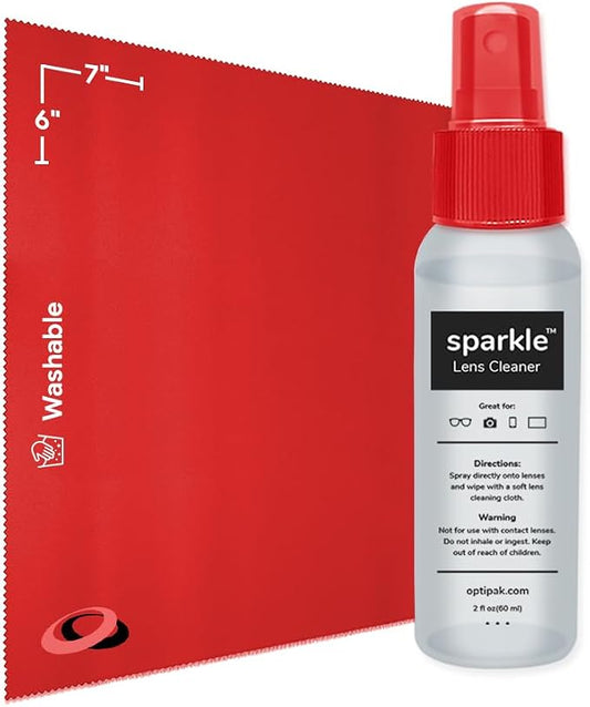Sparkle Anti-Reflective Lens Cleaner Spray kit | 2oz Glasses Cleaner Spray + by OPTIPAK