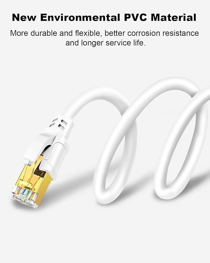 Yauhody CAT8 Ethernet Cable 33FT, Outdoor Indoor 40Gbps High Speed SFTP 2000MHz - Image 6