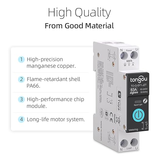 TONGOU ZigBee DIY Smart Switch 63A| DIN Rail Switch| 1P+N 90-240VAC| Real-time - Image 5