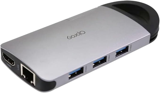 Opro9 8-in-1 USB-C Hub with 3 USB 3.0 Ports, Dual Monitor Laptop Docking Station by Opro9
