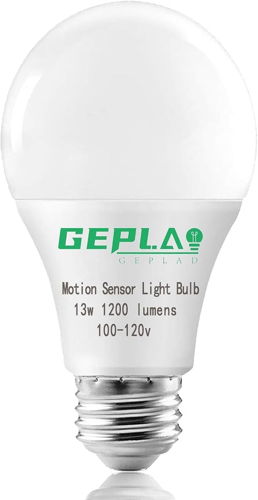 GEPLAD 4-Pack Upgrade Motion Sensor LED Light Bulbs 12W, A19 E26 Dusk to Dawn - Image 2