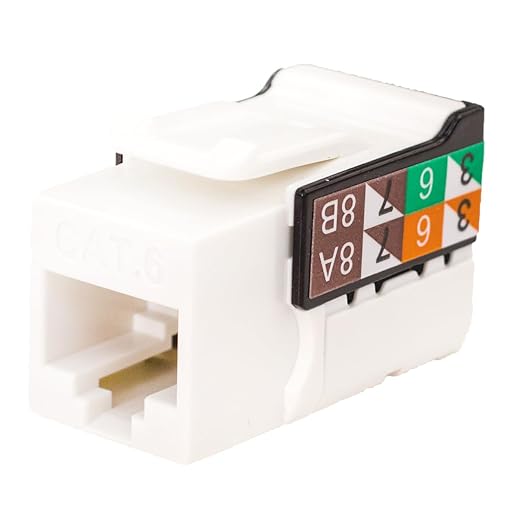 Vertical Cable CAT6 Data Grade Keystone U-Jack, RJ45 90° 8×8, Bright White - by VerticalCable
