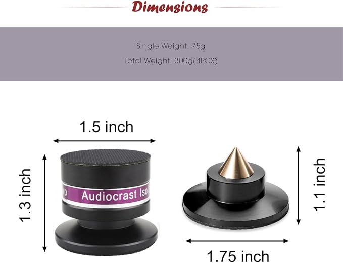 HiFi Speaker Spikes IF03B by Audiocrast, Speaker Vibration Dampener Stand Feet - Image 4