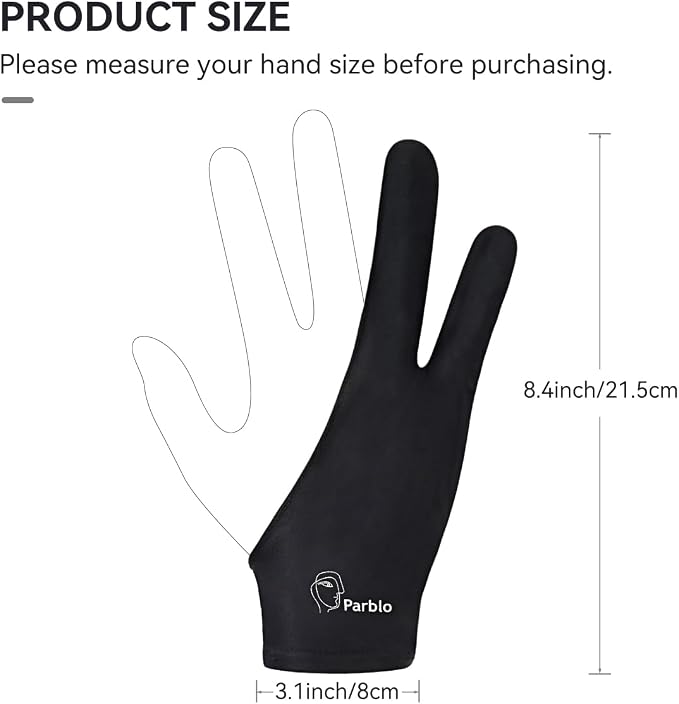 Parblo PR-01 Drawing Glove 2Pack, Digital Drawing Artist Glove Two Finger - Image 3