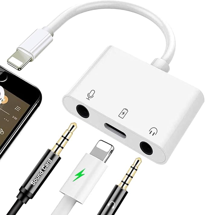 iPhone Microphone Adapter for Live-Streaming Lightening to Microphone & 3.5mm by Ceotsak