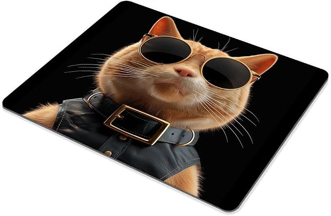 Square Mouse Pad Cool Cat with Sunglasses-1, Gaming Mouse Pads - Image 6