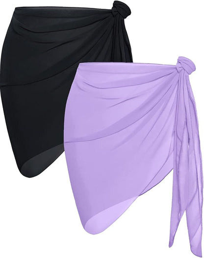 CHICGAL 2 Pieces Women Beach Sarong Bathing Suit Wrap Skirt Sheer Bikini by CHICGAL
