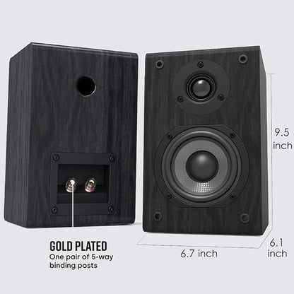 LONPOO Passive Bookshelf Speakers, 75W x 2 Classic Wooden Near Field Monitors - Image 4