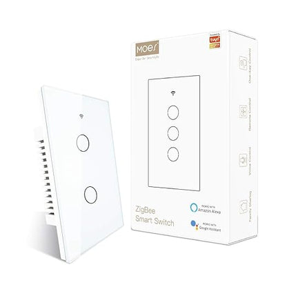 MOES ZigBee Smart Touch Wall Light Switch, Requires Tuya ZigBee Hub, No Neutral by MOES