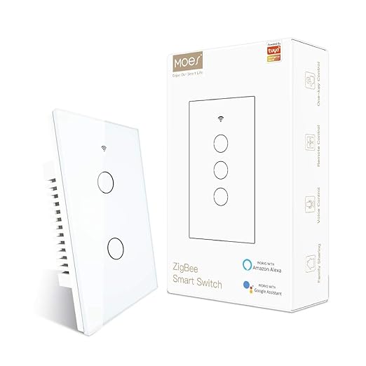 MOES ZigBee Smart Touch Wall Light Switch, Requires Tuya ZigBee Hub, No Neutral by MOES