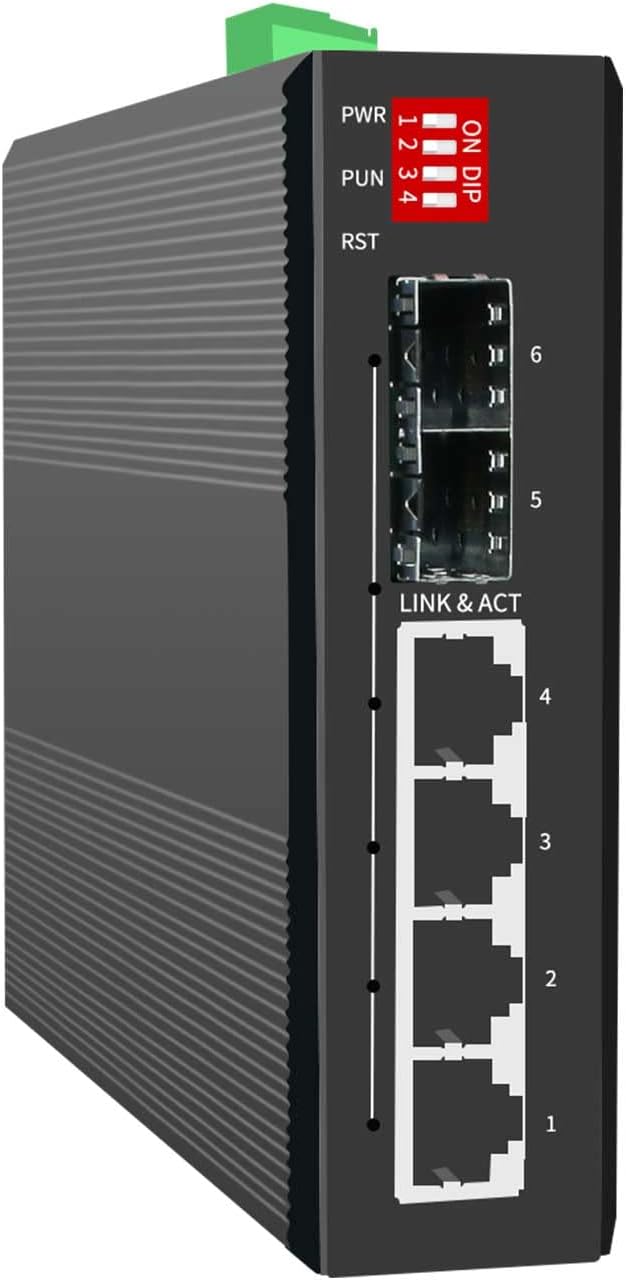 4-Port Hardened Industrial Gigabit 2+ Managed DIN-Rail Switch, 4x10/100/1000 by ADOP