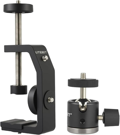 UTEBIT Super Clamp Mount with Mini Ball Head Mount, 1/4 Screw Hot Shoe Mount by UTEBIT
