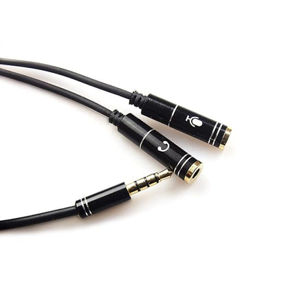 REXUS Black 3.5mm Y Splitter Stereo Audio Cable 4-Pole Male to 2 Female - Image 3