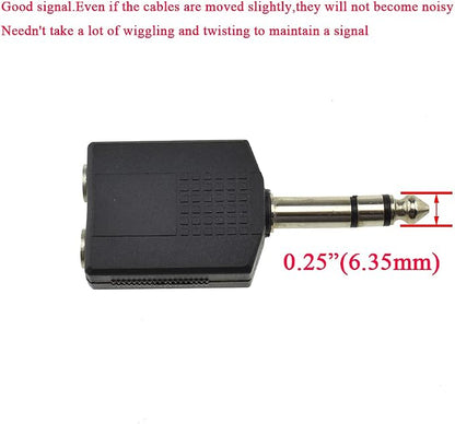 Hahiyo 6.35 M-2x6.35 F-TRS Stereo Plug Interconnect Audio One Male 6.35mm and - Image 2