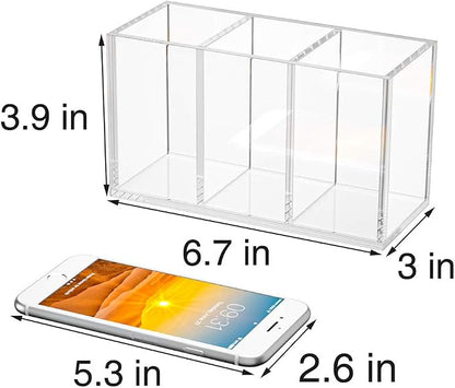 NIUBEE Acrylic Pen Holder 3 Compartments - Image 3