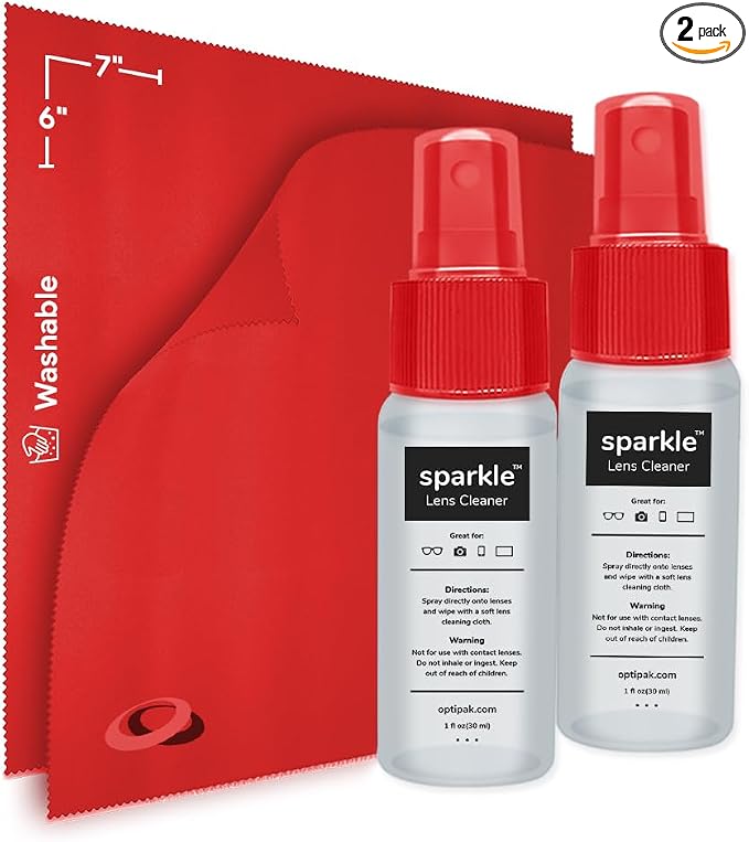 Sparkle Anti-Reflective Lens Cleaner Spray kit | 1oz Glasses Cleaner Spray + by OPTIPAK