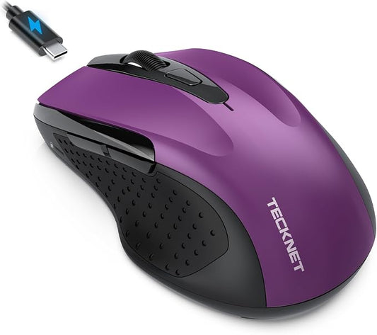 TECKNET Rechargeable Jiggler Wireless Mouse 4800 DPI Silent USB A & Bluetooth by Tecknet