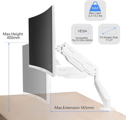 Gas Spring Monitor Arm 32 Inch, Adjustable Single Monitor Desk Mount - Image 2