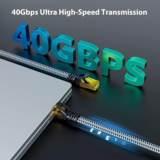 ARISKEEN Cat 8 Ethernet Cable 125 FT, 40Gbps 2000Mhz High Speed Cat8 Network - Image 2