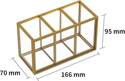 NIUBEE Acrylic Pen Holder 3 Compartments - Image 2