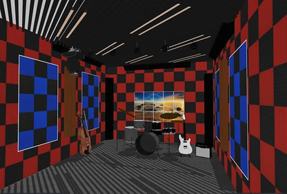 96 Pack Black/RED 12 "X 12 "X1" Acoustic Panels Studio Soundproofing Foam Wedge - Image 2