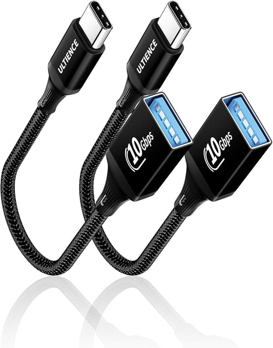 USB C to USB Adapter 2 Pack: 10Gbps USB Female to USB-C Male OTG Cable by ULTIENCE