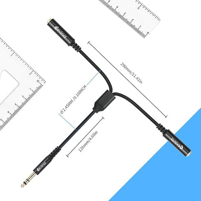 Devinal 1/4 inch TRS Splitter Cable, 6.35mm Stereo Y Cable, 1/4 Male Plug to - Image 3