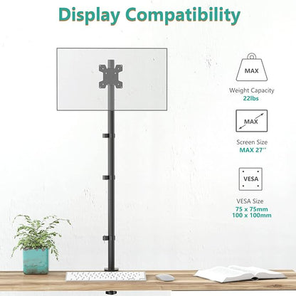 WALI Single Monitor Stand Desk Mount, 39 inch Tall Monitor Stand Fully - Image 2