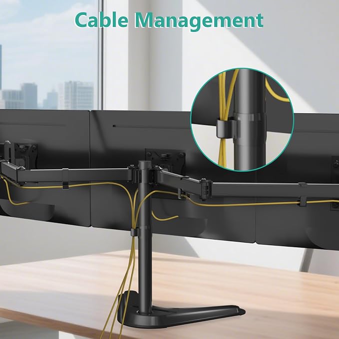 WALI Free Standing Triple Monitor Mount, Heavy Duty Triple Monitors Stand - Image 6