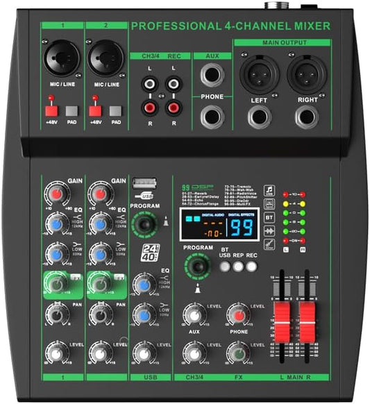 mw-4 black 4Channel Audio Mixer by Yamnweo